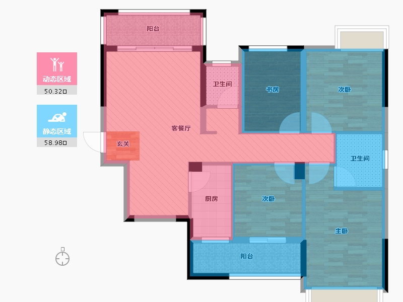 广西壮族自治区-南宁市-凤凰城市花园-95.88-户型库-动静分区