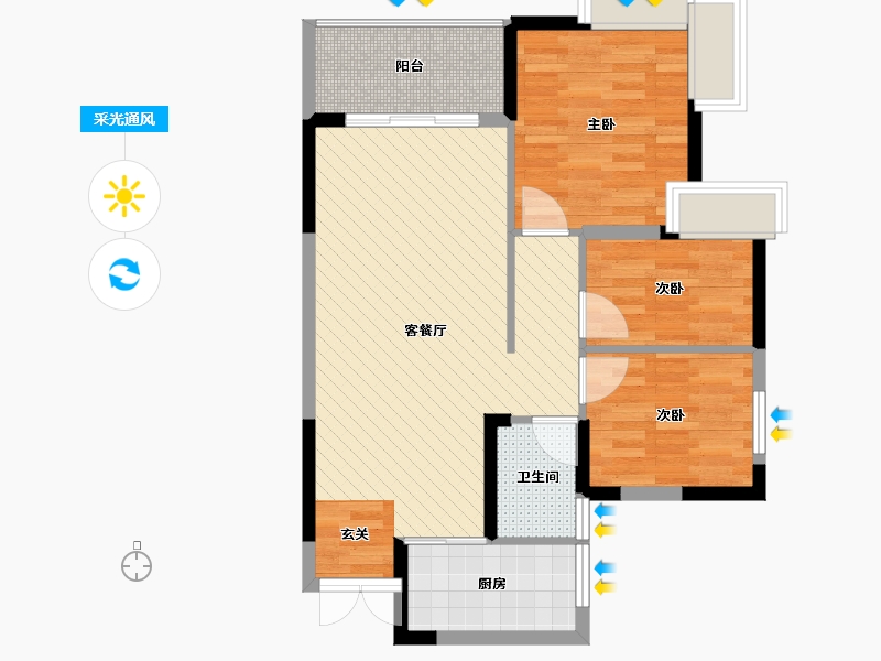 湖南省-衡阳市-湘水明珠-72.27-户型库-采光通风