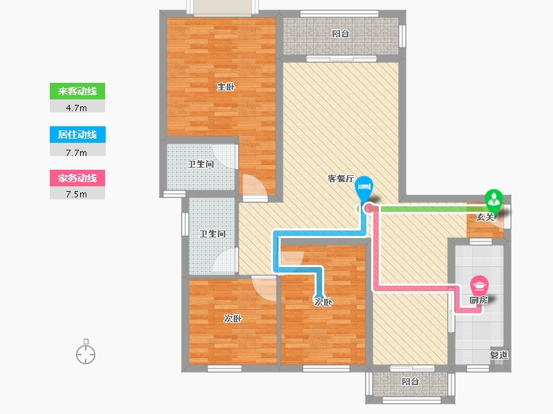 河南省-商丘市-鑫水湾小区-104.23-户型库-动静线