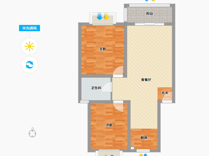 江苏省-泰州市-建强花园-75.03-户型库-采光通风