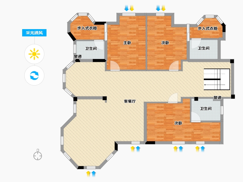 广东省-广州市-琶洲一号-145.00-户型库-采光通风