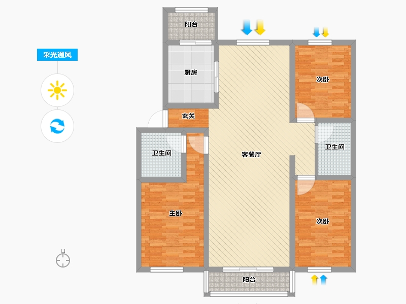 内蒙古自治区-鄂尔多斯市-亿和-104.56-户型库-采光通风