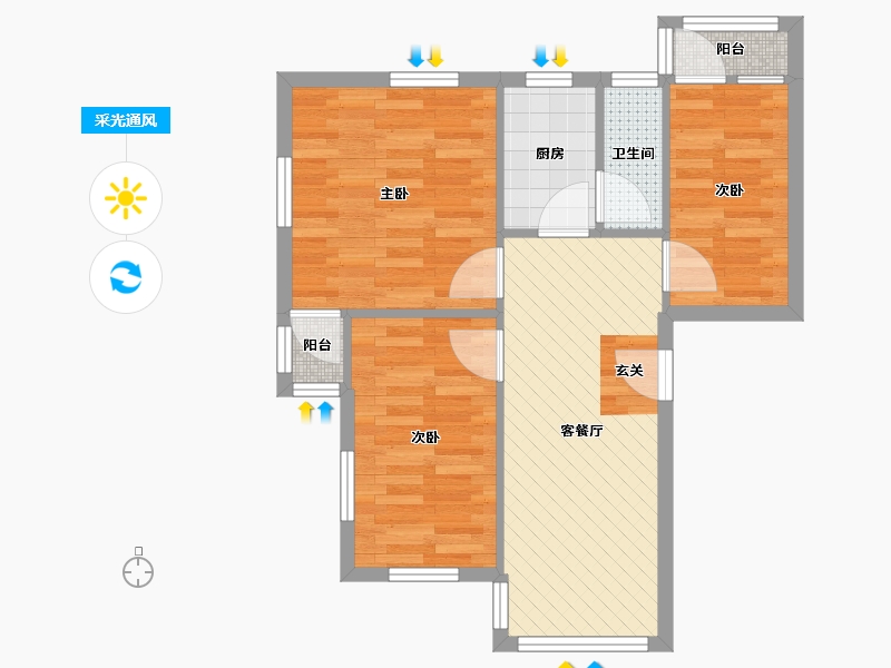 广东省-广州市-淘金路-57.17-户型库-采光通风