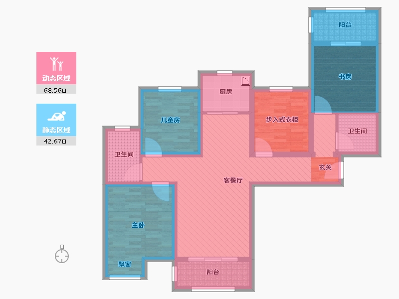 河南省-郑州市-瓦屋里安置小区(建设中)-95.87-户型库-动静分区