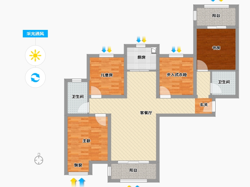 河南省-郑州市-瓦屋里安置小区(建设中)-95.87-户型库-采光通风