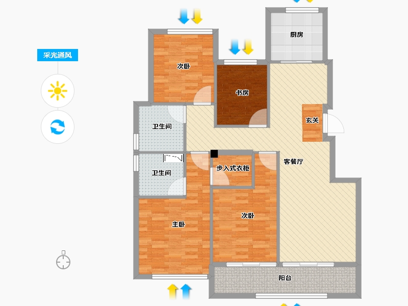 浙江省-舟山市-海棠园-108.00-户型库-采光通风