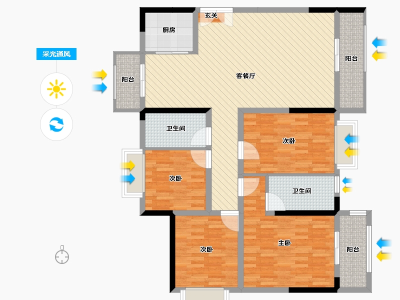 海南省-海口市-金鹿豪庭-112.88-户型库-采光通风