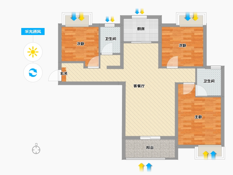 湖北省-荆门市-华夏福庭-79.99-户型库-采光通风