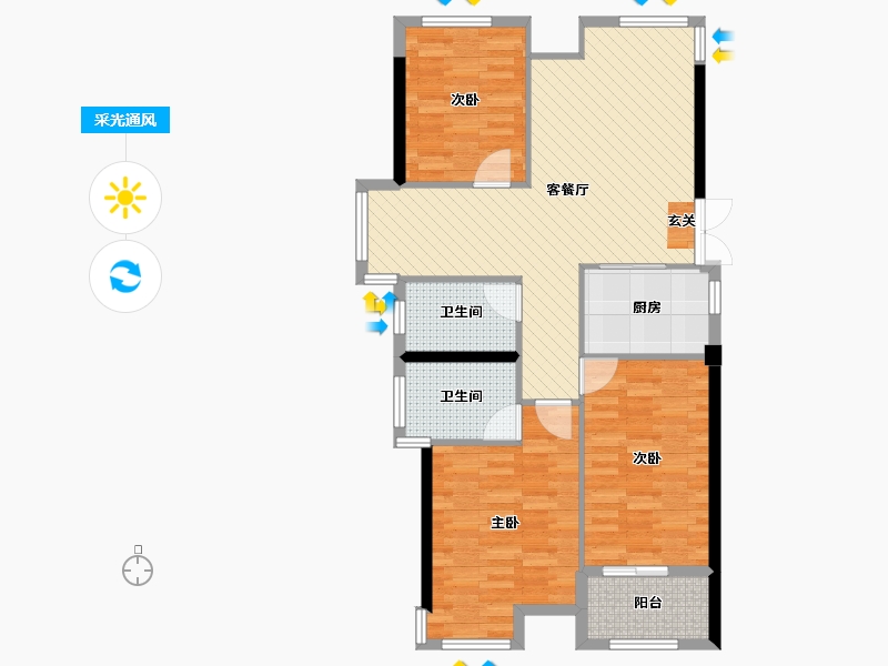 广西壮族自治区-南宁市-五象丽景-90.86-户型库-采光通风