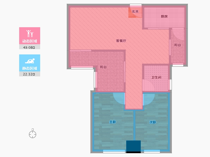 陕西省-西安市-中海・开元壹号-63.48-户型库-动静分区