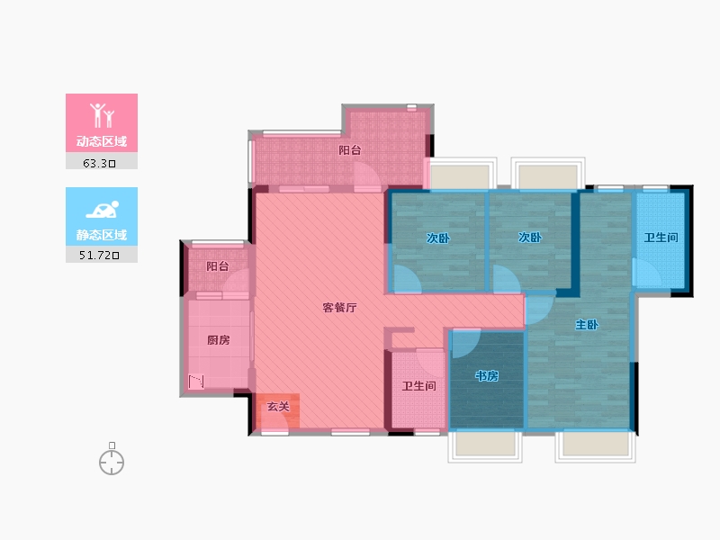 广东省-佛山市-绿景花园-101.26-户型库-动静分区