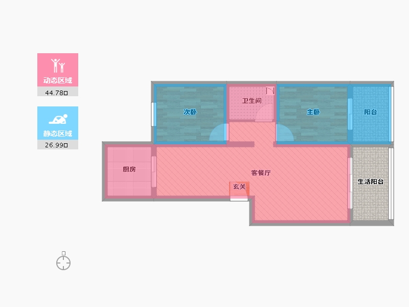 新疆维吾尔自治区-乌鲁木齐市-宜和嘉园一运司平顶山小区-68.49-户型库-动静分区