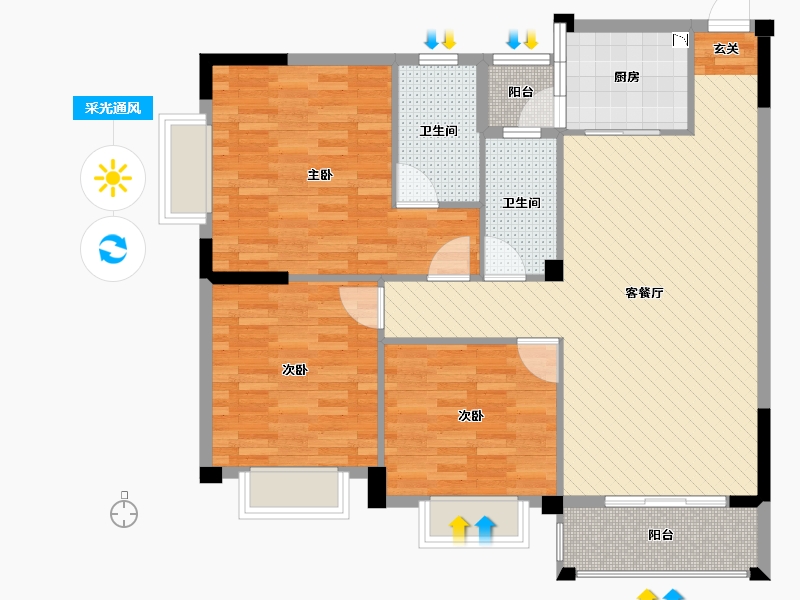 广西壮族自治区-玉林市-万盛名都-100.50-户型库-采光通风