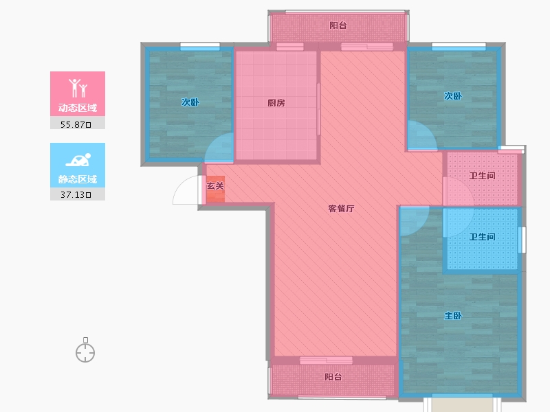 江苏省-苏州市-红星国际生活广场-82.87-户型库-动静分区