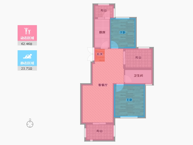 浙江省-宁波市-宝诚星海湾-75.00-户型库-动静分区