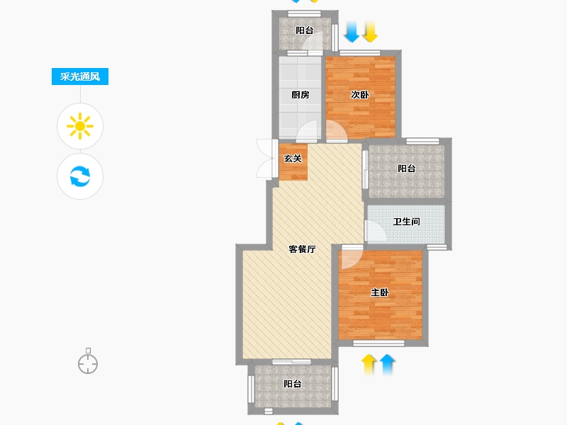 浙江省-宁波市-宝诚星海湾-75.00-户型库-采光通风