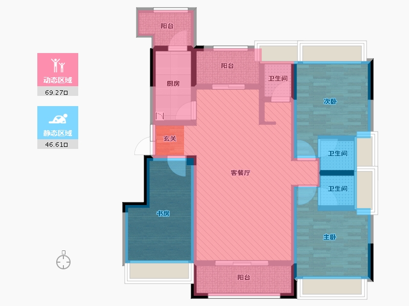 重庆-重庆市-力帆翡翠华府-99.70-户型库-动静分区