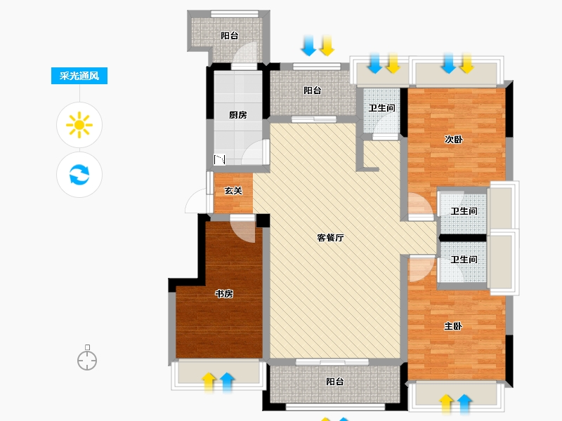 重庆-重庆市-力帆翡翠华府-99.70-户型库-采光通风