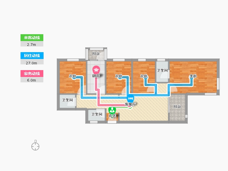 北京-北京市-牡丹园北里2号楼-75.11-户型库-动静线