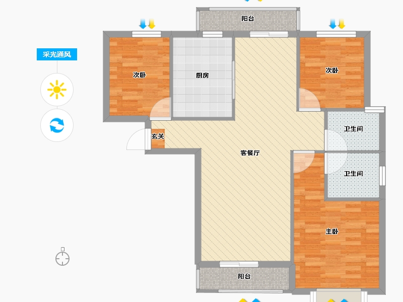 江苏省-苏州市-红星国际生活广场-82.87-户型库-采光通风