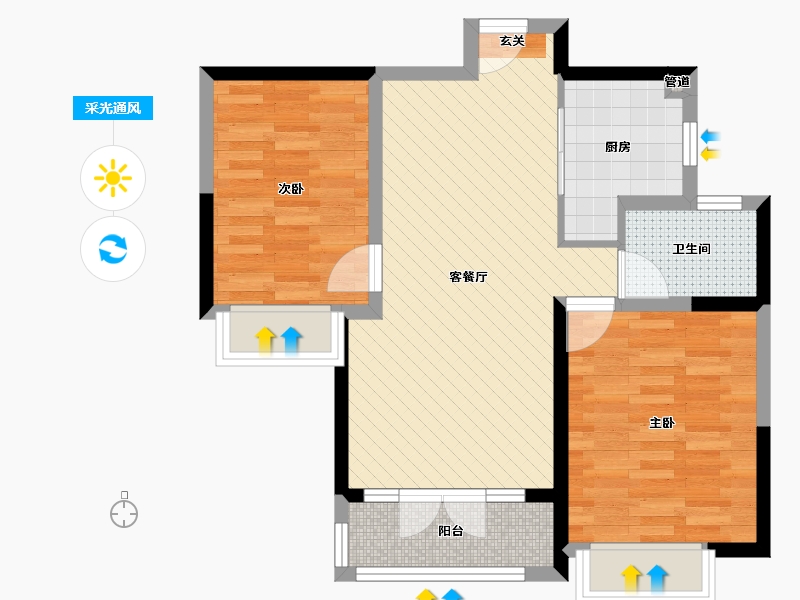 山东省-淄博市-齐悦国际三期-64.29-户型库-采光通风