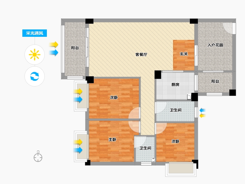 广东省-韶关市-岭南壹号公馆-95.89-户型库-采光通风