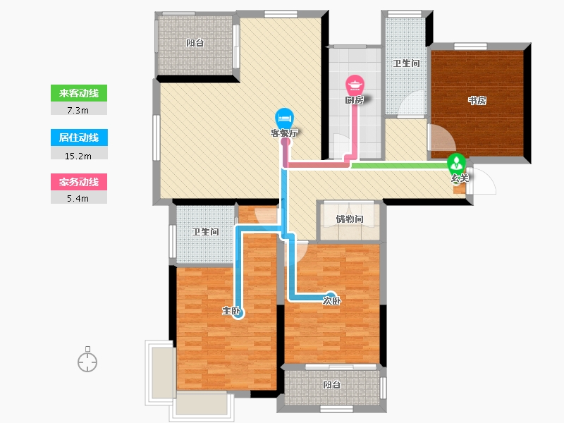 安徽省-宿州市-公园道一号-115.33-户型库-动静线