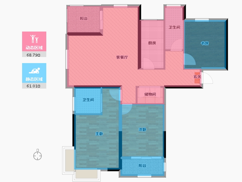 安徽省-宿州市-公园道一号-115.33-户型库-动静分区