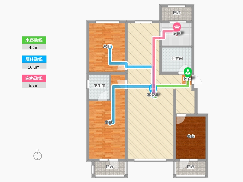 内蒙古自治区-赤峰市-天和人家小区-128.97-户型库-动静线