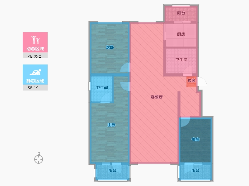 内蒙古自治区-赤峰市-天和人家小区-128.97-户型库-动静分区