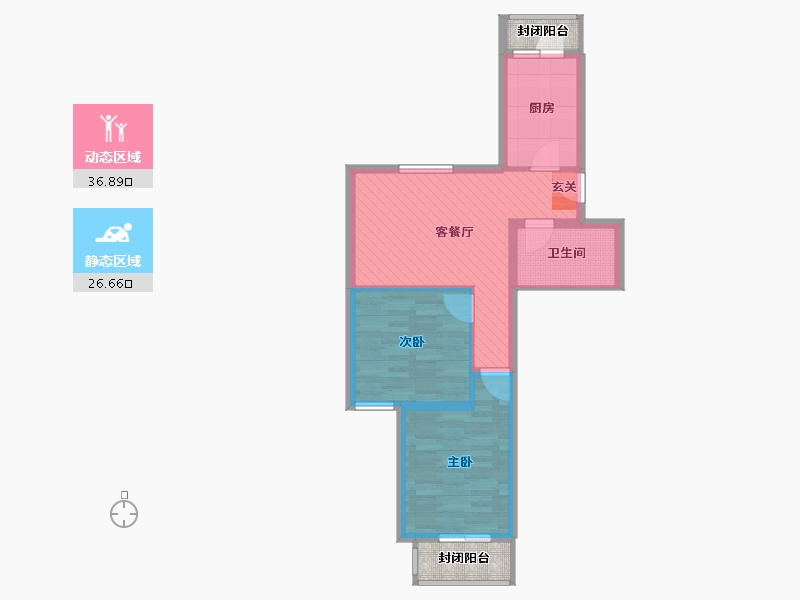 北京-北京市-怡然家园北区5号院1号楼-60.90-户型库-动静分区