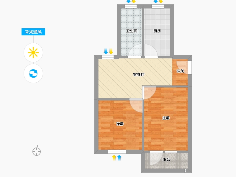 上海-上海市-水电新村-45.68-户型库-采光通风