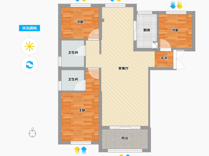 江苏省-徐州市-群冠名苑-79.00-户型库-采光通风