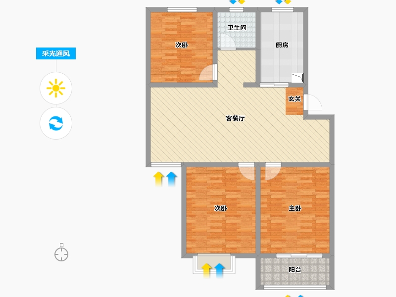 江苏省-淮安市-和达雅苑-107.00-户型库-采光通风