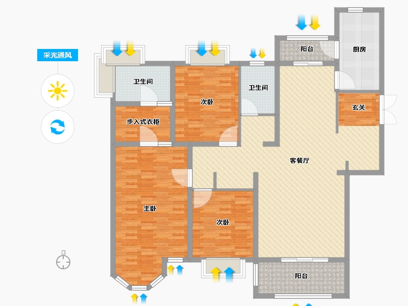 陕西省-西安市-曲江六号-140.00-户型库-采光通风