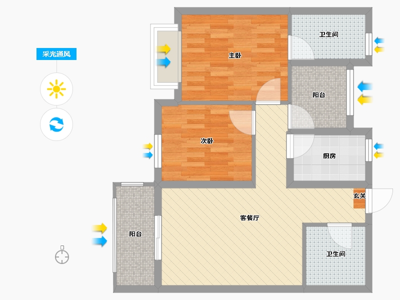 浙江省-金华市-欧源晓郡-63.38-户型库-采光通风