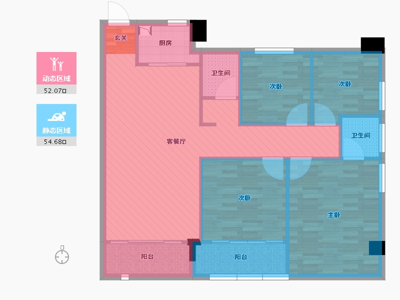 湖南省-郴州市-天润天城-96.00-户型库-动静分区