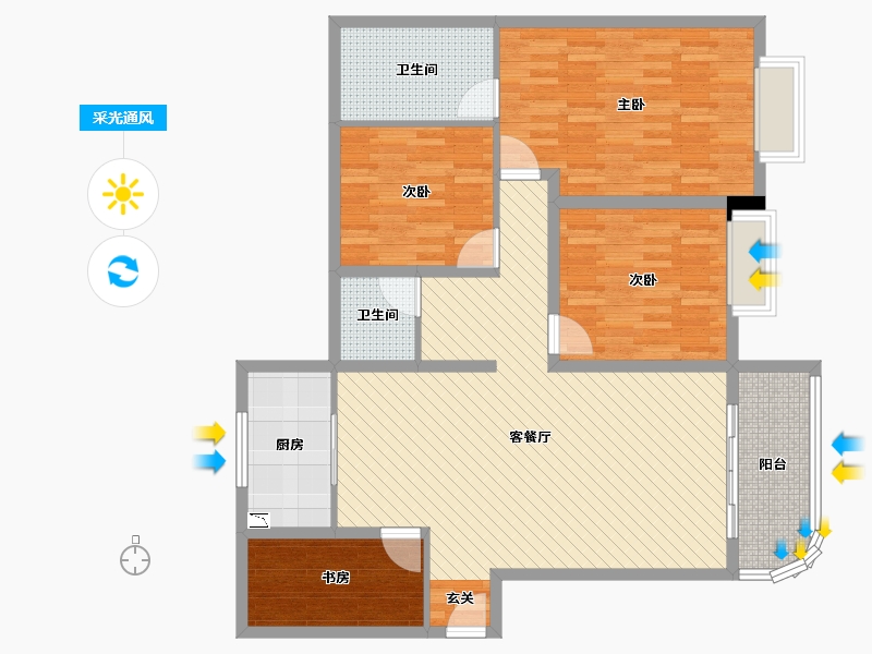 江苏省-徐州市-云龙华府-114.21-户型库-采光通风