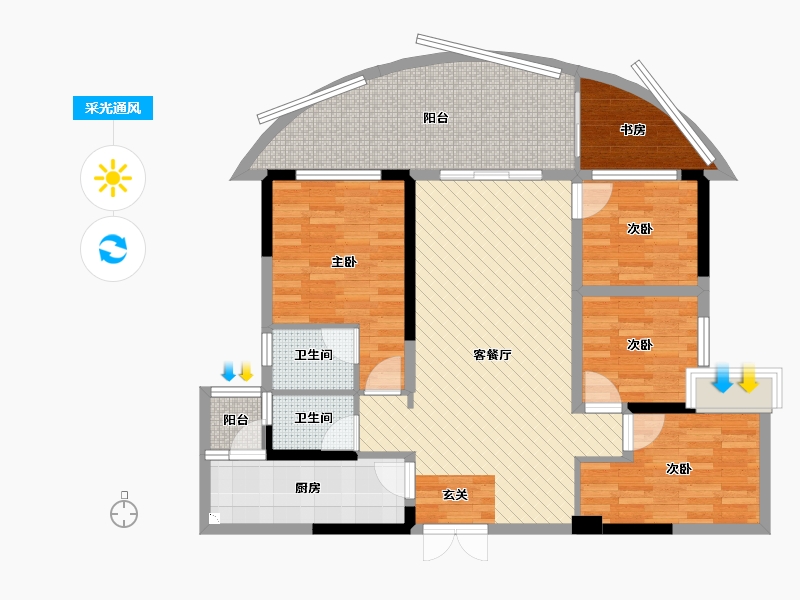 四川省-宜宾市-海翔光明春天-104.24-户型库-采光通风