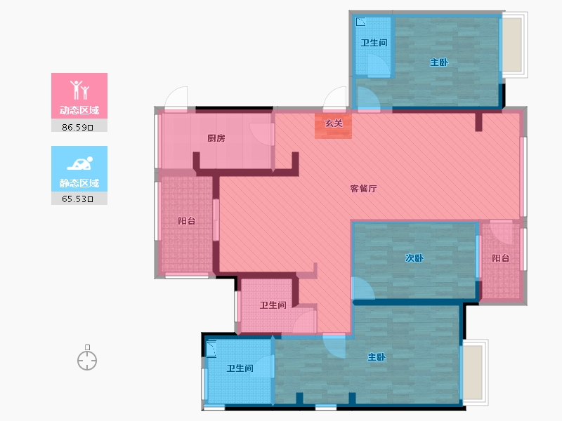 江苏省-苏州市-绿地海域天境-134.94-户型库-动静分区