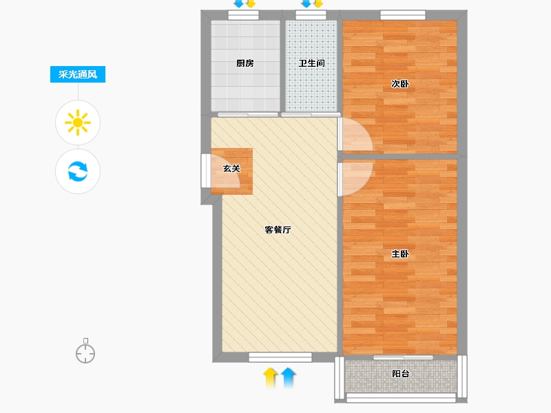 上海-上海市-妙栏小区-53.39-户型库-采光通风