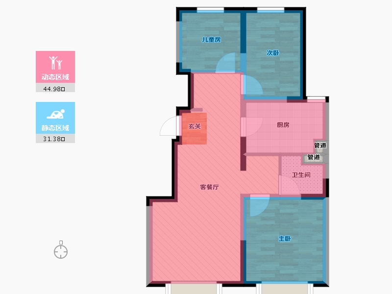 吉林省-长春市-万科翡翠-67.21-户型库-动静分区