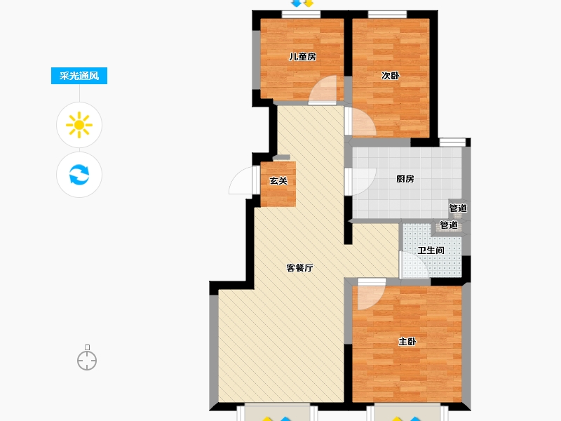 吉林省-长春市-万科翡翠-67.21-户型库-采光通风