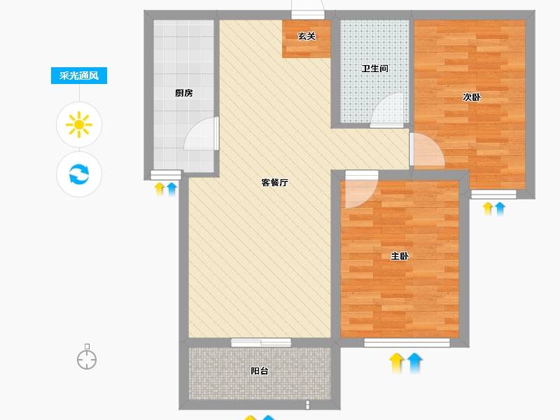 河北省-邢台市-缔景城-68.87-户型库-采光通风