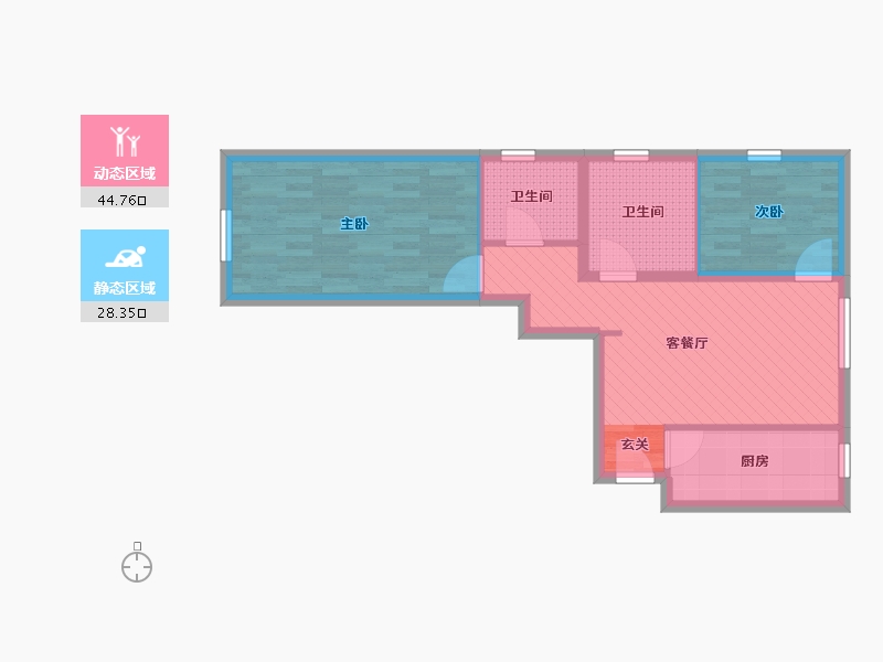 北京-北京市-建工双合家园-64.29-户型库-动静分区