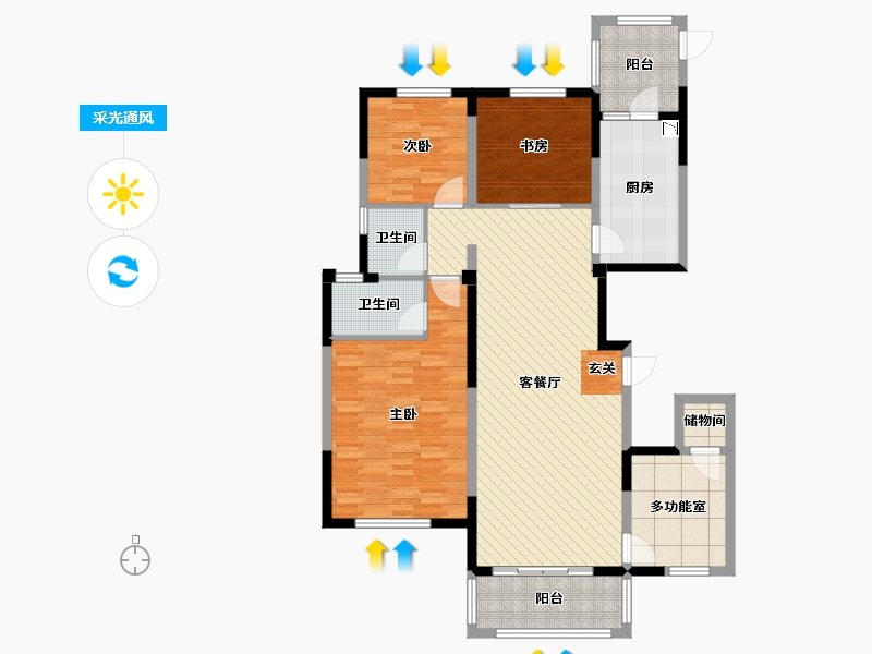 广东省-清远市-清远碧桂园-125.75-户型库-采光通风