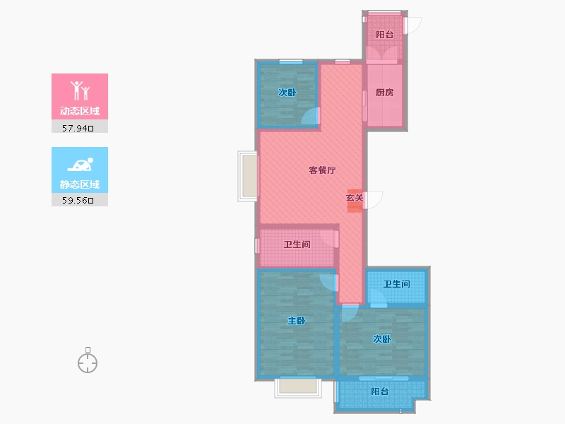 山西省-吕梁市-蔚汾新天地-101.86-户型库-动静分区