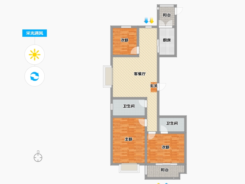 山西省-吕梁市-蔚汾新天地-101.86-户型库-采光通风