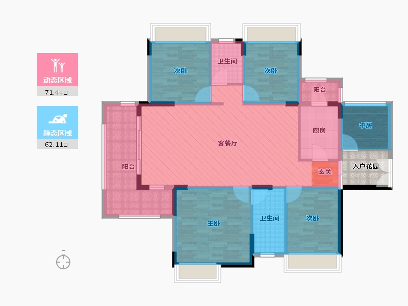 广西壮族自治区-玉林市-幸福里(二环北路)-123.64-户型库-动静分区