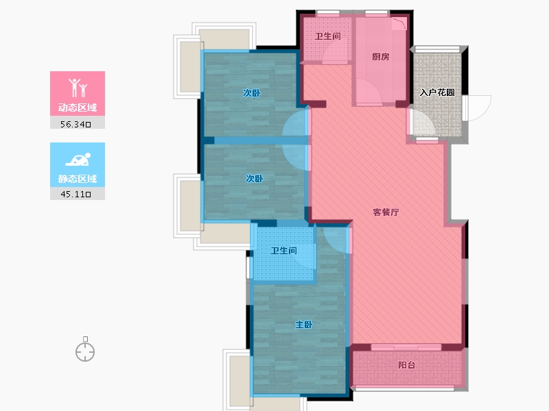 安徽省-芜湖市-中央城-C区-94.16-户型库-动静分区